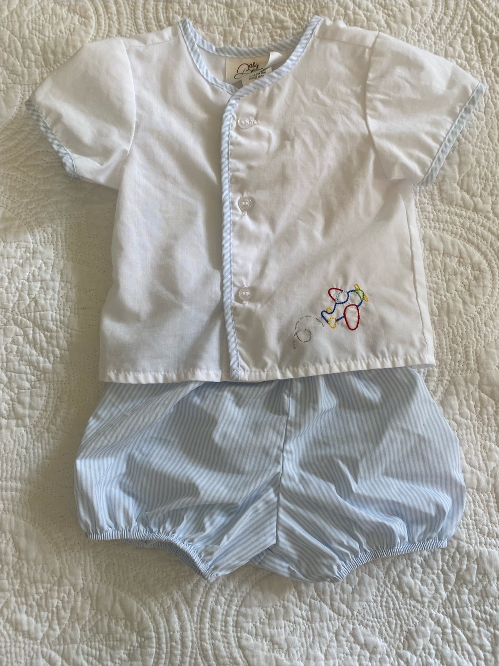 Baby Blessings Blue Airplane Embroidery Matthew Baby Boy Diaper Set